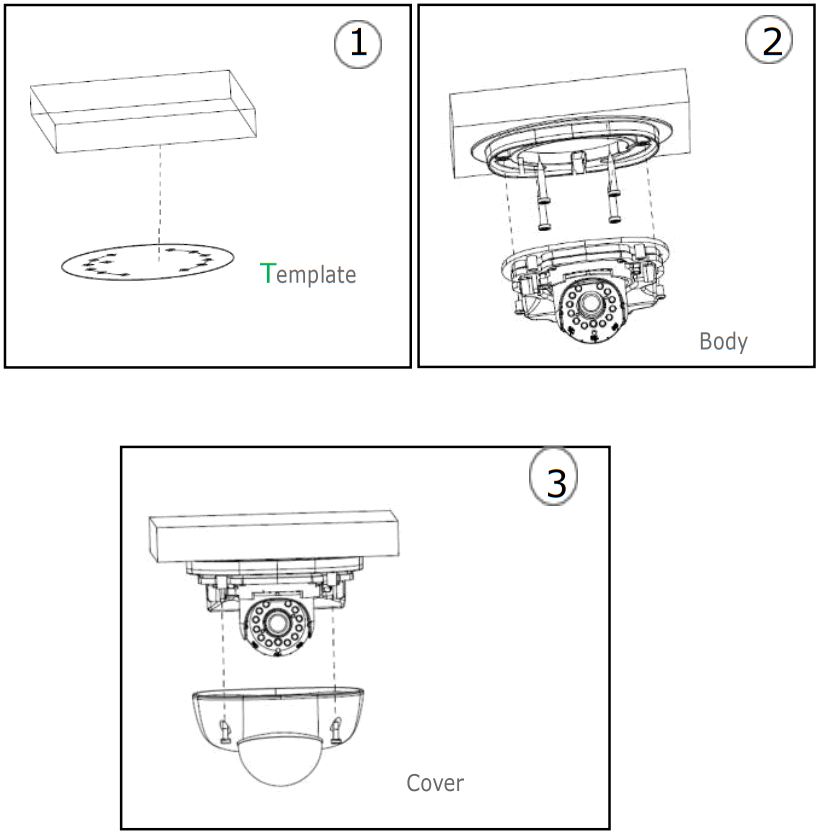 urmet H265 Series IP Camera - Ceiling fixing