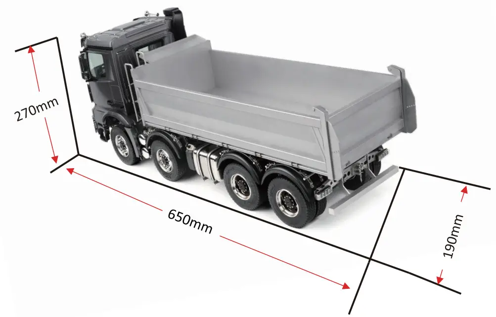 RC4WD VV-JD00058 114 8x8 Forge Hydraulic Dump Truck - DIMENSIONS