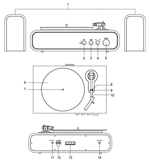 CROSLEY CR6035B Gig Record Player with External Speakers - Fig 1
