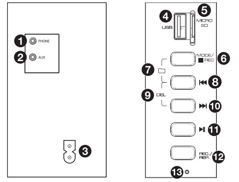 digitech CS2473 Ghetto Blaster with Bluetooth Cassette Player and Radio - side panel