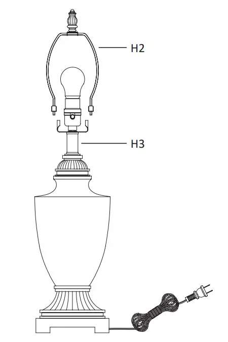 KAWOTI 21116 27.5-Inch Teal Green 3-way Table Lamp - Assembling the harp