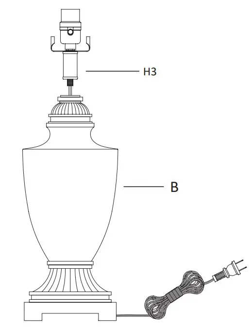 KAWOTI 21116 27.5-Inch Teal Green 3-way Table Lamp - power cord