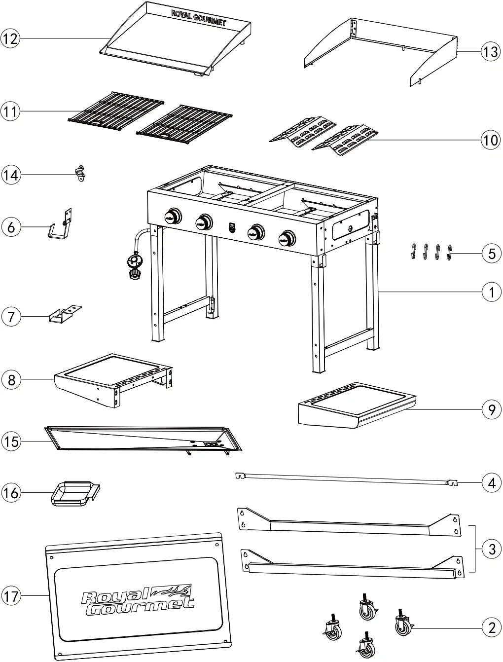 Royal Gourmet GD402 - Part diagram