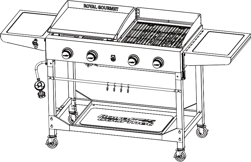 Royal Gourmet GD402 Premium 4-Burner Gas Grill and Griddle Combo