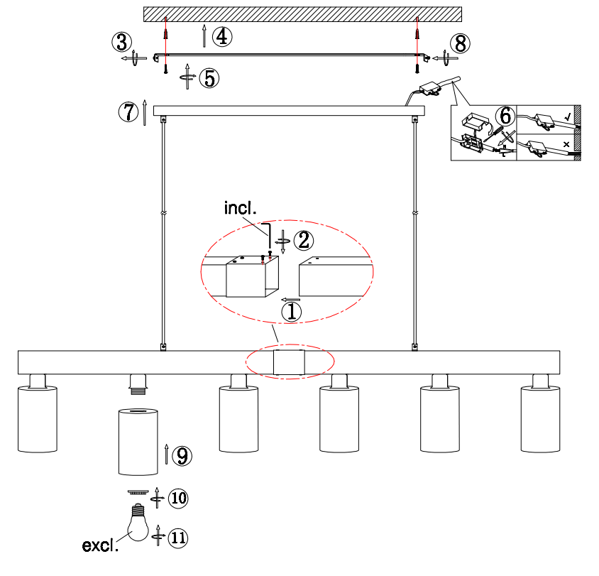 GLOBO LIGHTING 15465-6H Pendant Lamp - fig