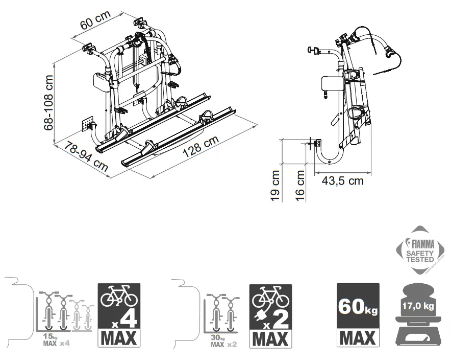 FIAMMA 02096-43 Carry Bike Lift 77 - patrs 1