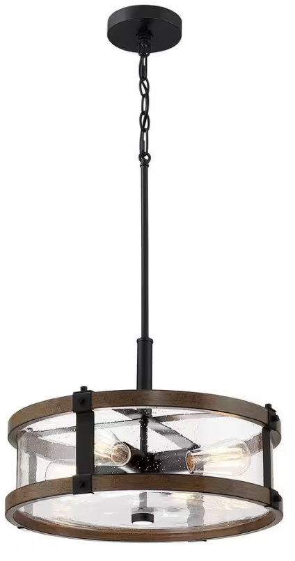 YOUKAIN-HDLP-51114-Light-Pro 18-Inch-4-Light-Matte-Black-Farmhouse-Style-Drum-Pendant-PRODUCT