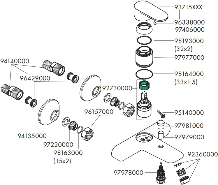 hansgrohe 71447000 Vernis Blend Bath Mixers - e9