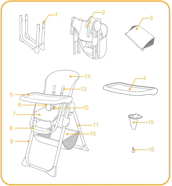 Joie Snacker 2in1 Highchair - Parts List