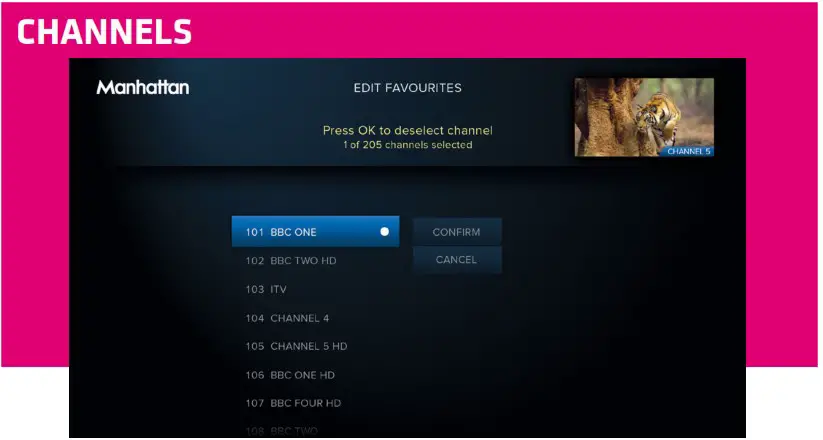 Manhattan SX Freesat Satellite Box - Main Menu Options 1