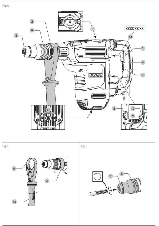 DEWALT D25614 Heavy Duty Rotary Hammerdrill - Parts 1