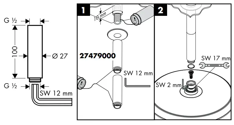 hansgrohe Raindance 27471000 Overhead Shower - fig 7
