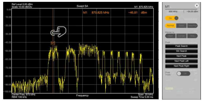 INNO Instrument 5G SMARTTM Handheld Spectrum Analyzer - MOVING MARKER
