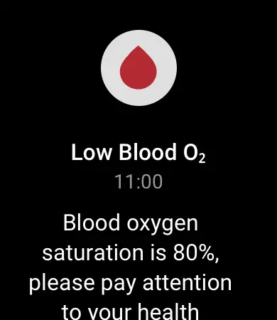Low blood oxygen alerts