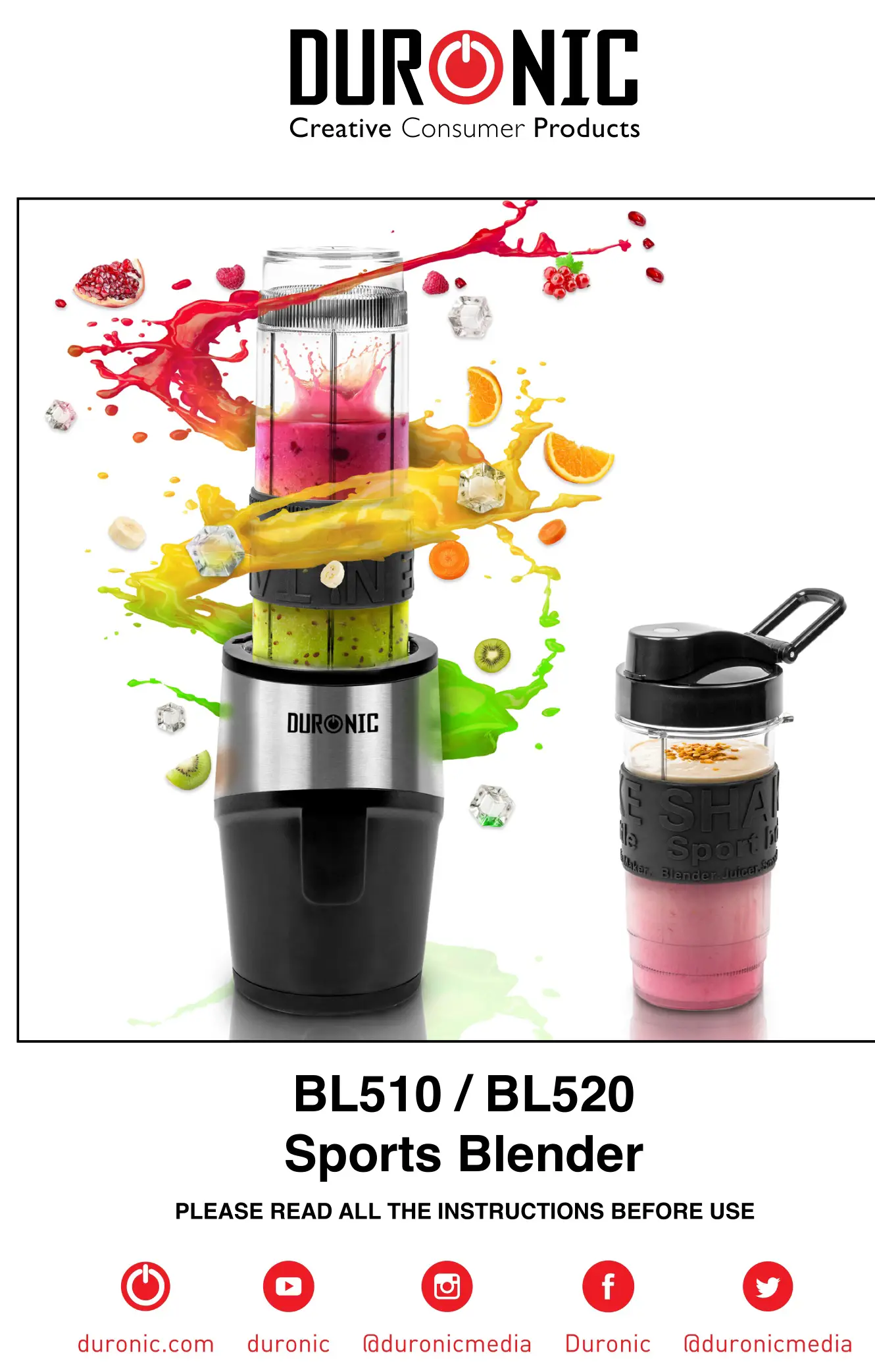 DURONIC BL510 Sports Blender Instruction Manual