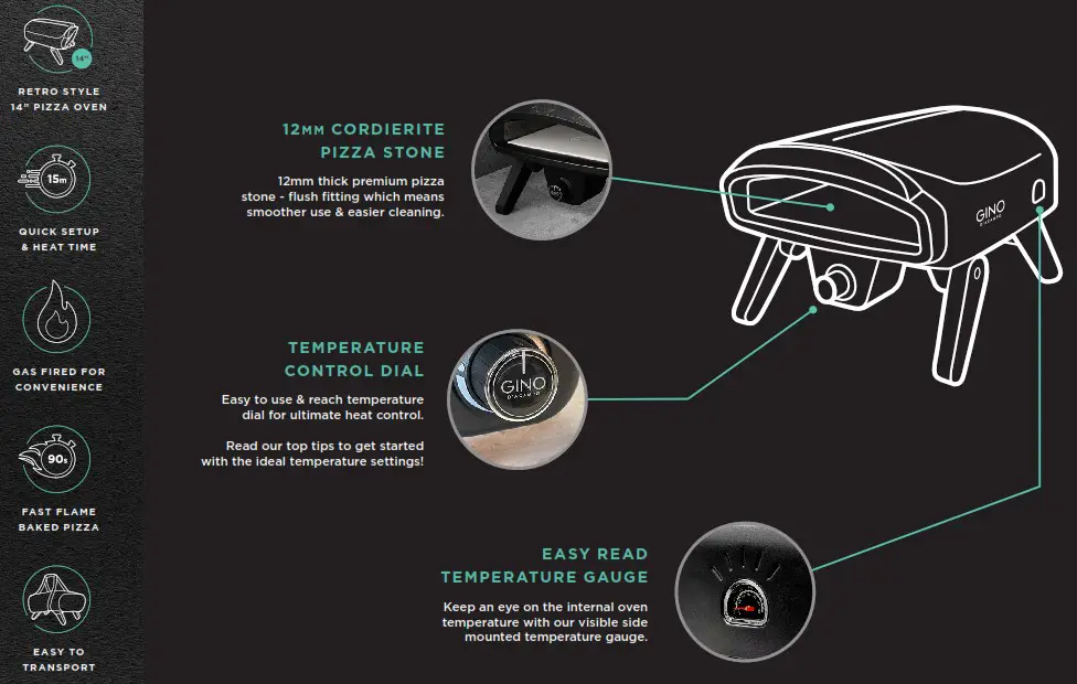 GINO 14 Inch Gas Fired Pizza Oven - overview 3