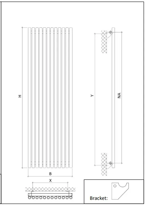 XIMAX 5635BTU Oceanus Designer Radiator - Assembly diagram 1