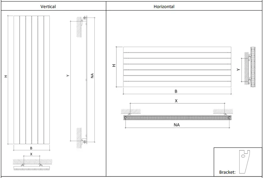 XIMAX 5635BTU Oceanus Designer Radiator - Assembly diagram 2