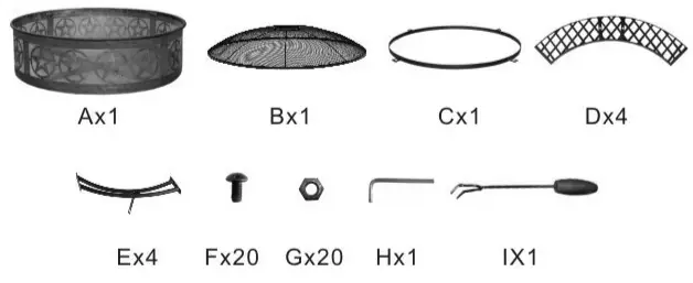 Sunnydaze RCM LG427S 40 Inch Black Steel Four Star Outdoor Wood Burning Fire Table - Parts