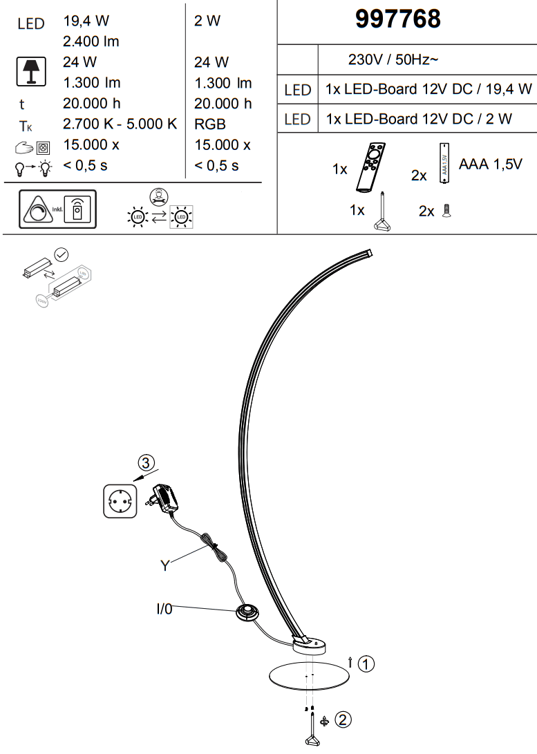 LeuchtenDirekt 997768 ALINA LED Floor Lamp - fig