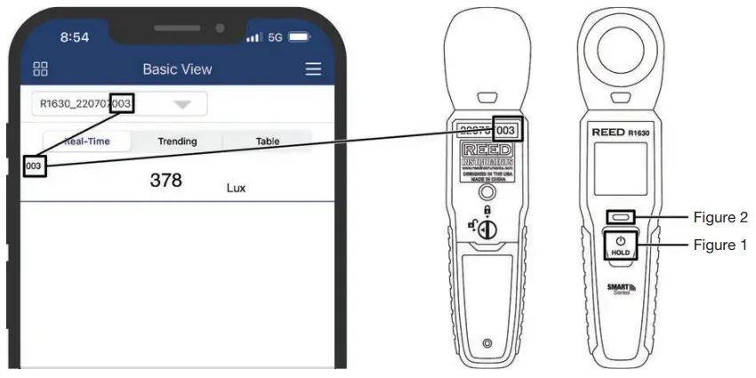REED Instruments R1640 REED Smart Series Software - ID Number listed