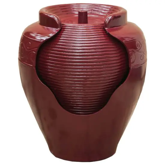 XBRAND PLFT3394RD Round Vase Fountain w Ridges Waterfall