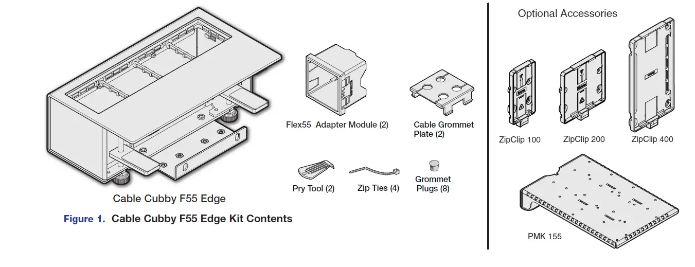 Extron Cubby F55 Edge Mount Cable 1