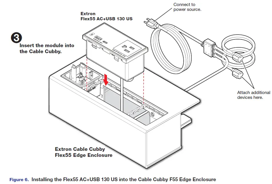 Extron Cubby F55 Edge Mount Cable 6