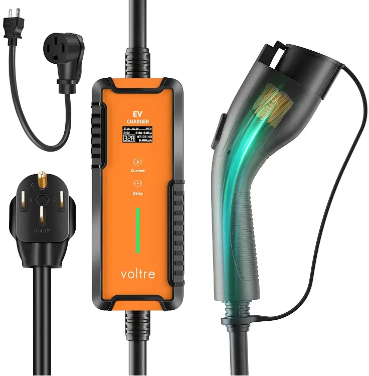 M2-32A-ADJ-25FT-ORG M2 Level 1 and 2 EV Charger