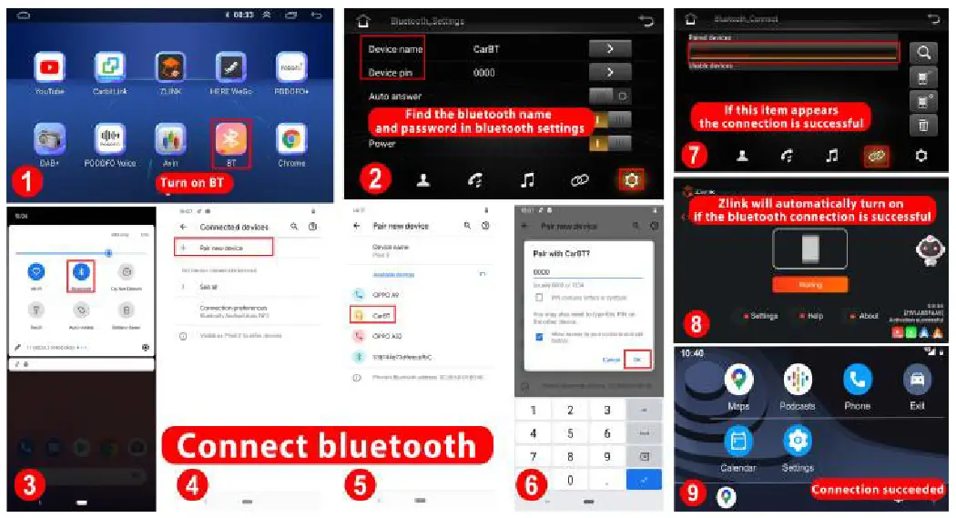 Roinvou 2+32G Android Double Din Car Stereo - Carplay Wireless Connection 1