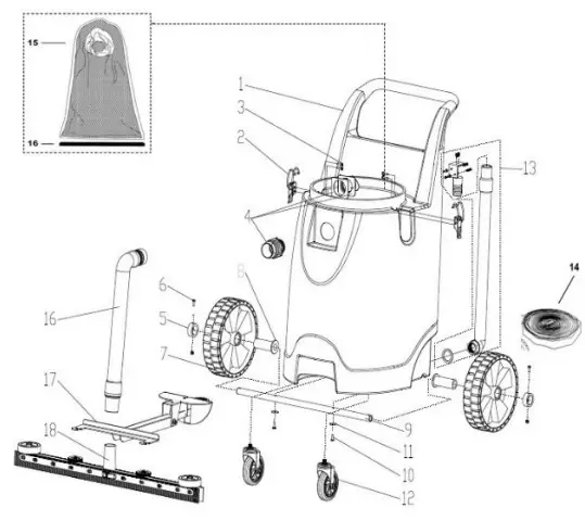 DiamaPro WVX-P Industrial Wet VAC - PARTS