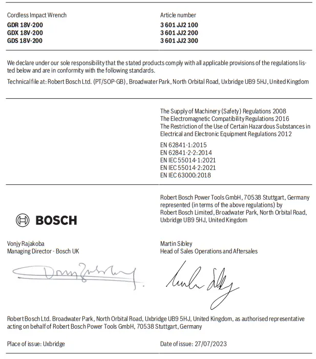 Declaration of Conformity