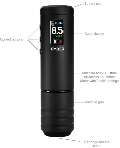 CYBER Wireless Smart Pen Lithuanian Irons Tattoo Machine-FIG2