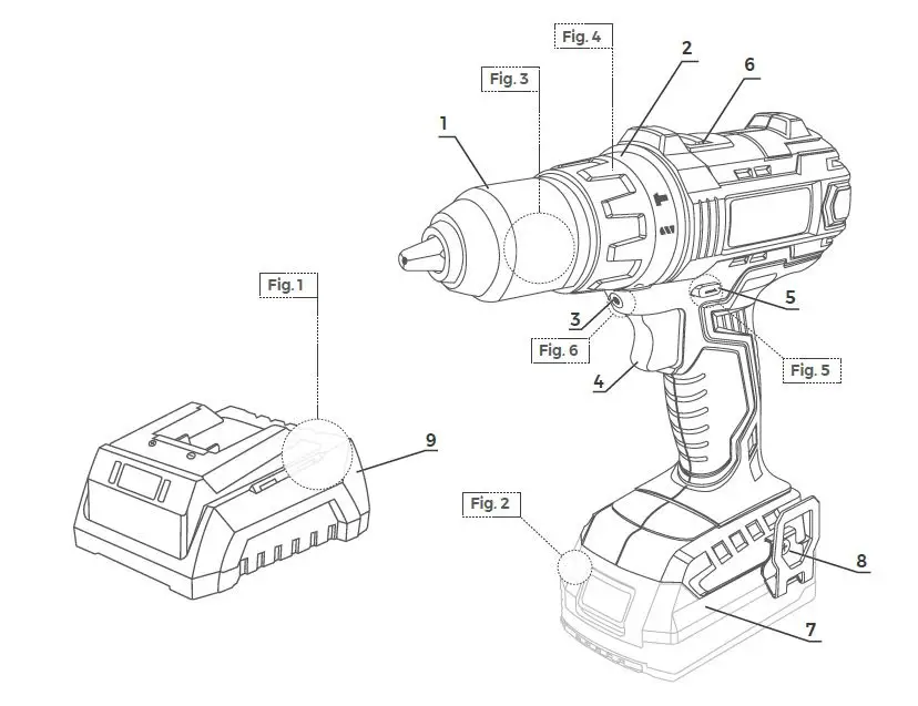 EDM 08750 Cordless Hammer Drill Instruction Manual-fig-2