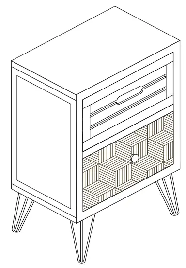 ModernLuxe L-WF297940AAM Wooden Nightstand with Two Drawer and Metal Feet Antique Style Bedside Table -