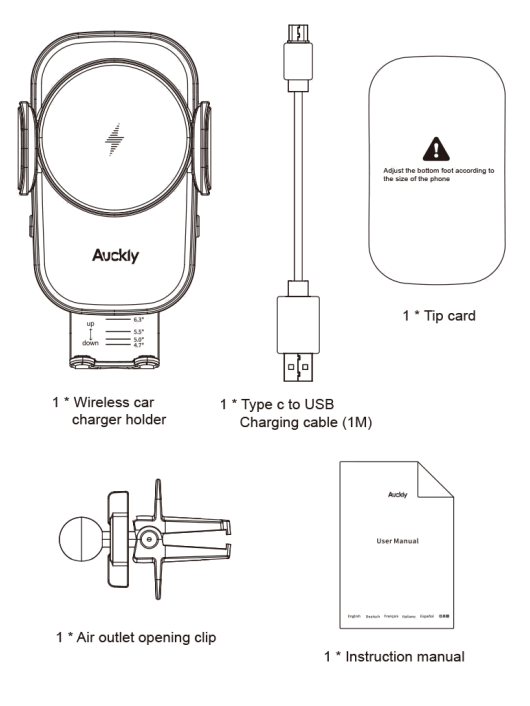 Auckly CW15 Automatic Car Charger Holder - package content