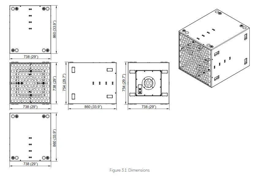 VOID Nexus Q 4x12 Inch Horn Loaded Upper Bass Speaker - dimensions