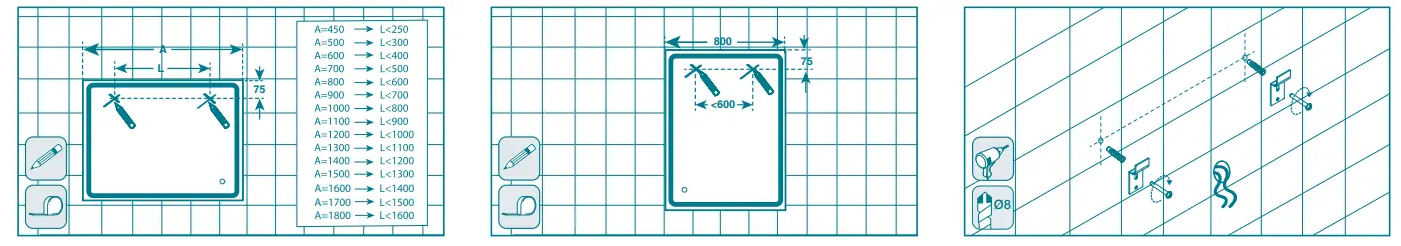 HORNBACH 10591642 Mia Black LED Mirror