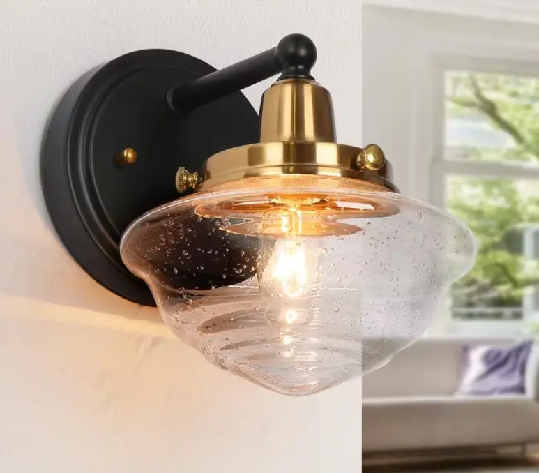 ZEVNI Z-U8RVN3EN-50W1 Modern Seeded Glass Wall Sconce