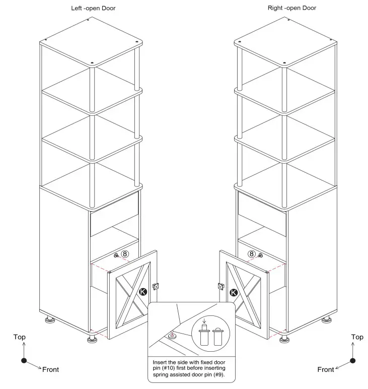 Furniture of America FGI-2087C35-TR Cheverly Vintage Gray Oak Multiple Storage TV Tower - Assembly 13
