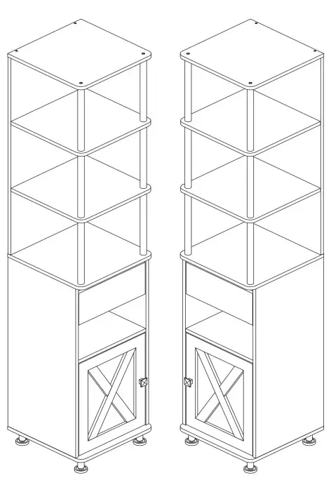 Furniture of America FGI-2087C35-TR Cheverly Vintage Gray Oak Multiple Storage TV Tower - Assembly 14