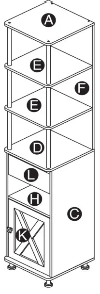 Furniture of America FGI-2087C35-TR Cheverly Vintage Gray Oak Multiple Storage TV Tower - tv tower