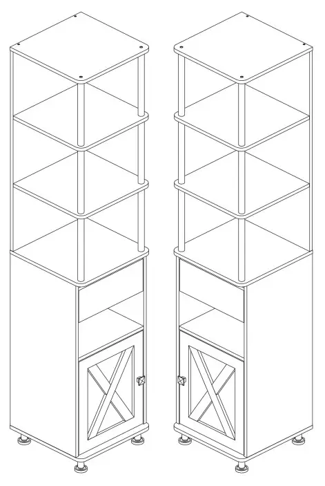 Furniture of America FGI-2087C35-TR Cheverly Vintage Gray Oak Multiple Storage TV Tower - Assembly 6