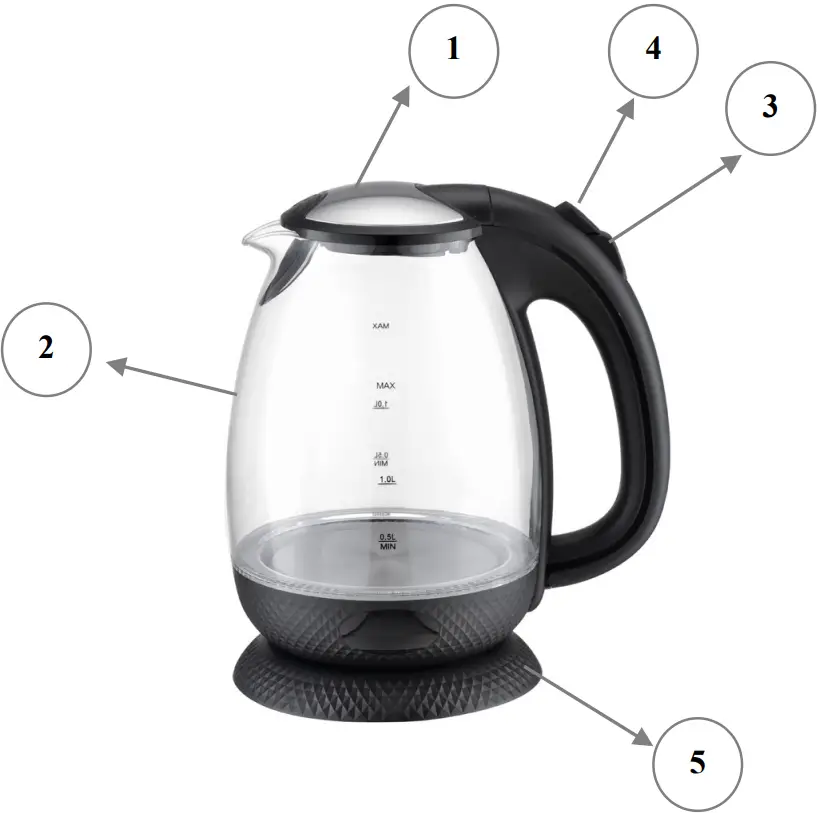 marta MT 4625 Electric Kettle - Parts Identification