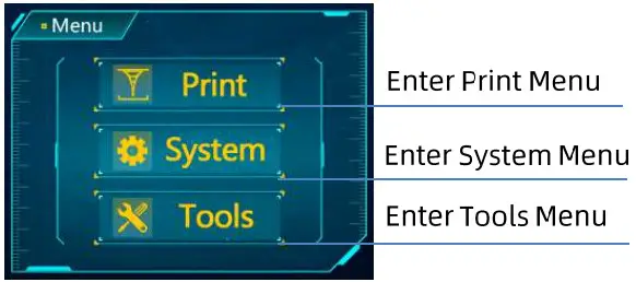ANYCUBIC Photon M3 3D Printer - Home Menu