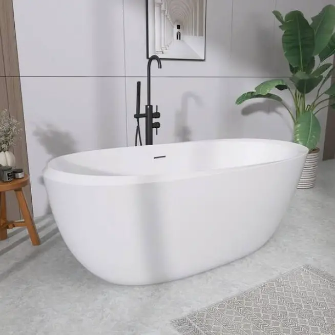 GETPRO GS310 67 Inch Acrylic Flatbottom Single Slipper Non-Whirlpool Freestanding Soaking Bathtub