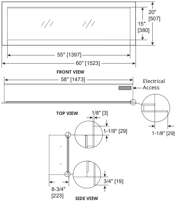 SimpliFire SF-OD55 FORUM 55 Inch Outdoor Electric Fireplace - RECESSED