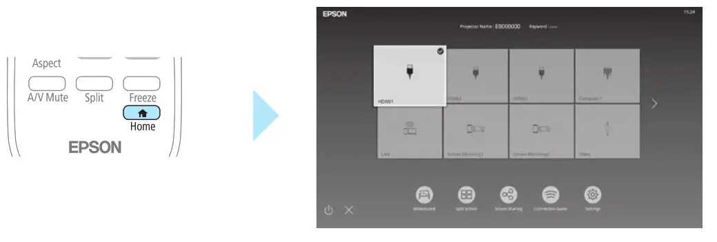 EPSON EB-775F Multimedia Projector - Home Screen