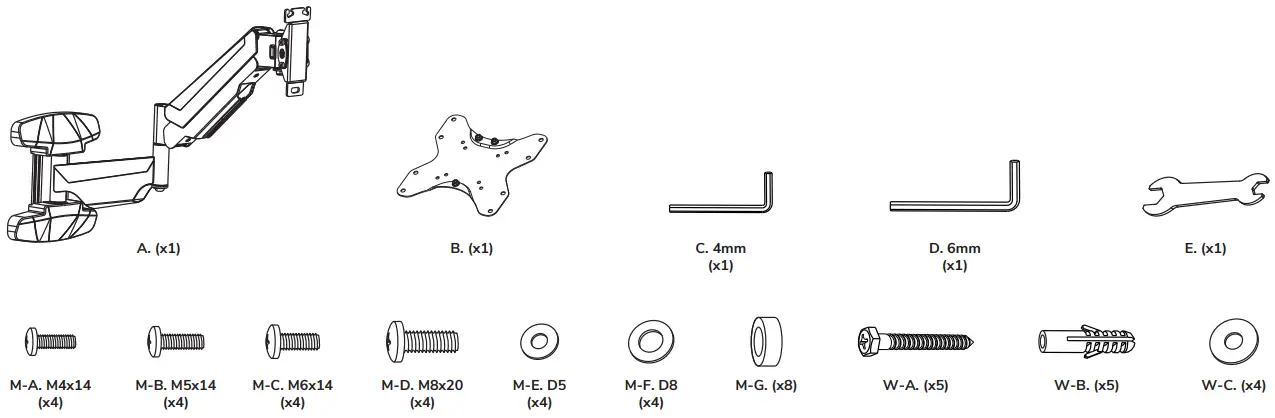 Neomounts WL70 550BL12 TV Wall Mount - PARTS
