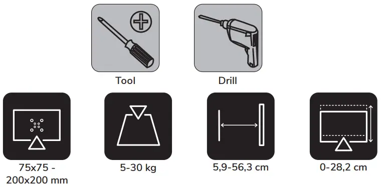 Neomounts WL70 550BL12 TV Wall Mount - Tools